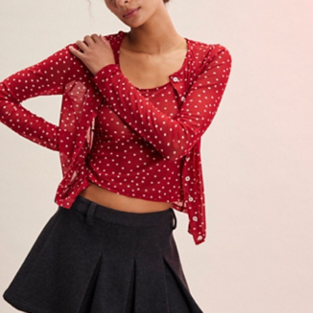 NWT Free People Twosie For One Cardigan and Tank Top Set in Berry Combo